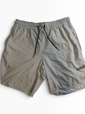Legends Men’s L Gray Lined Running Shorts Drawstring Zip Pocket